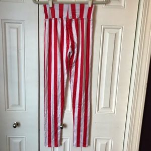 Pants - Candy Stripe Leggings Red/White Small Pants - Candy Stripe Leggings Red/White Small